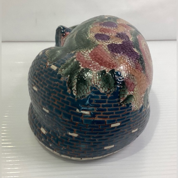 Mosaic Ceramic Japanese Sleeping Cat Sculpture Vintage - Picture 5 of 9